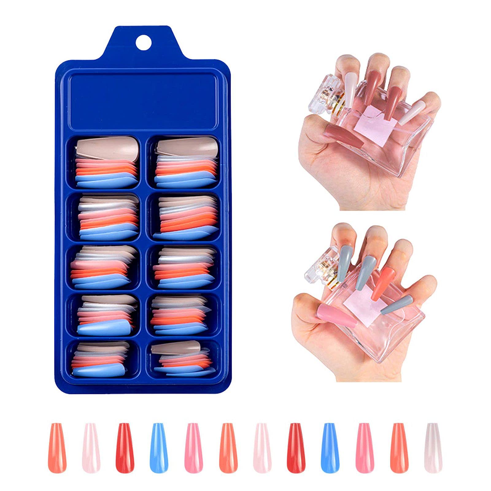Amazon.com: Extra Long Press on Nails Coffin Fake Nails,100pcs Ballerina  Acrylic False Nails Full Cover With Case for Salon Women Girls (Warm winter  colors) : Beauty & Personal Care