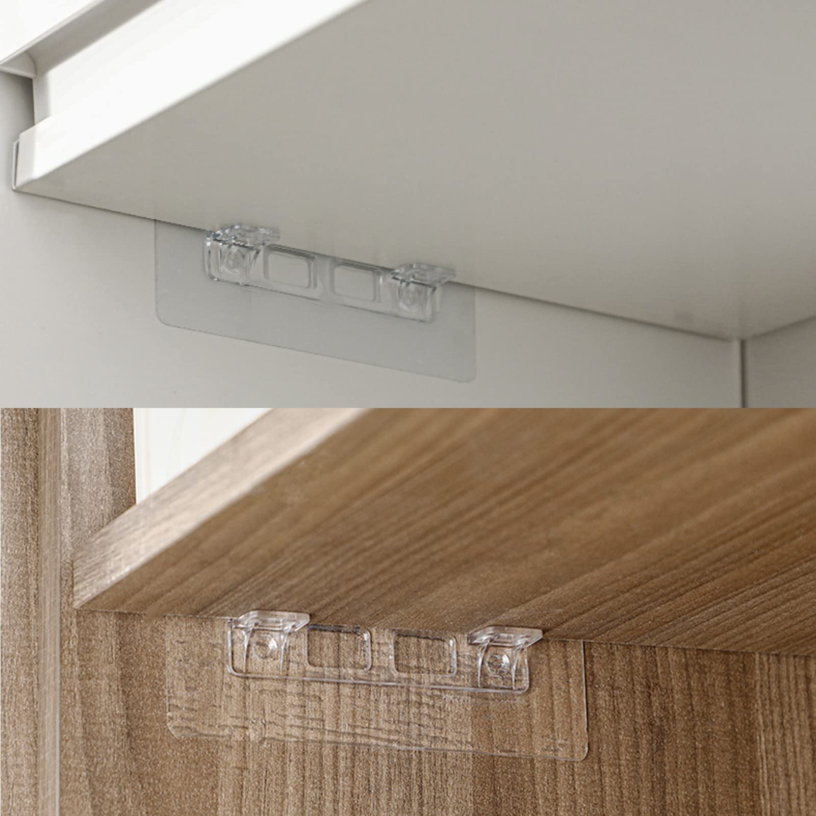 12 Pcs Punch Free Shelf Support Pegs Self Adhesive Shelves Clips No Drill Shelf Bracket Holders Pin for Kitchen Cabinet Book Shelves Closet Clapboard Layer (2-Pegs) — Amazon image 7
