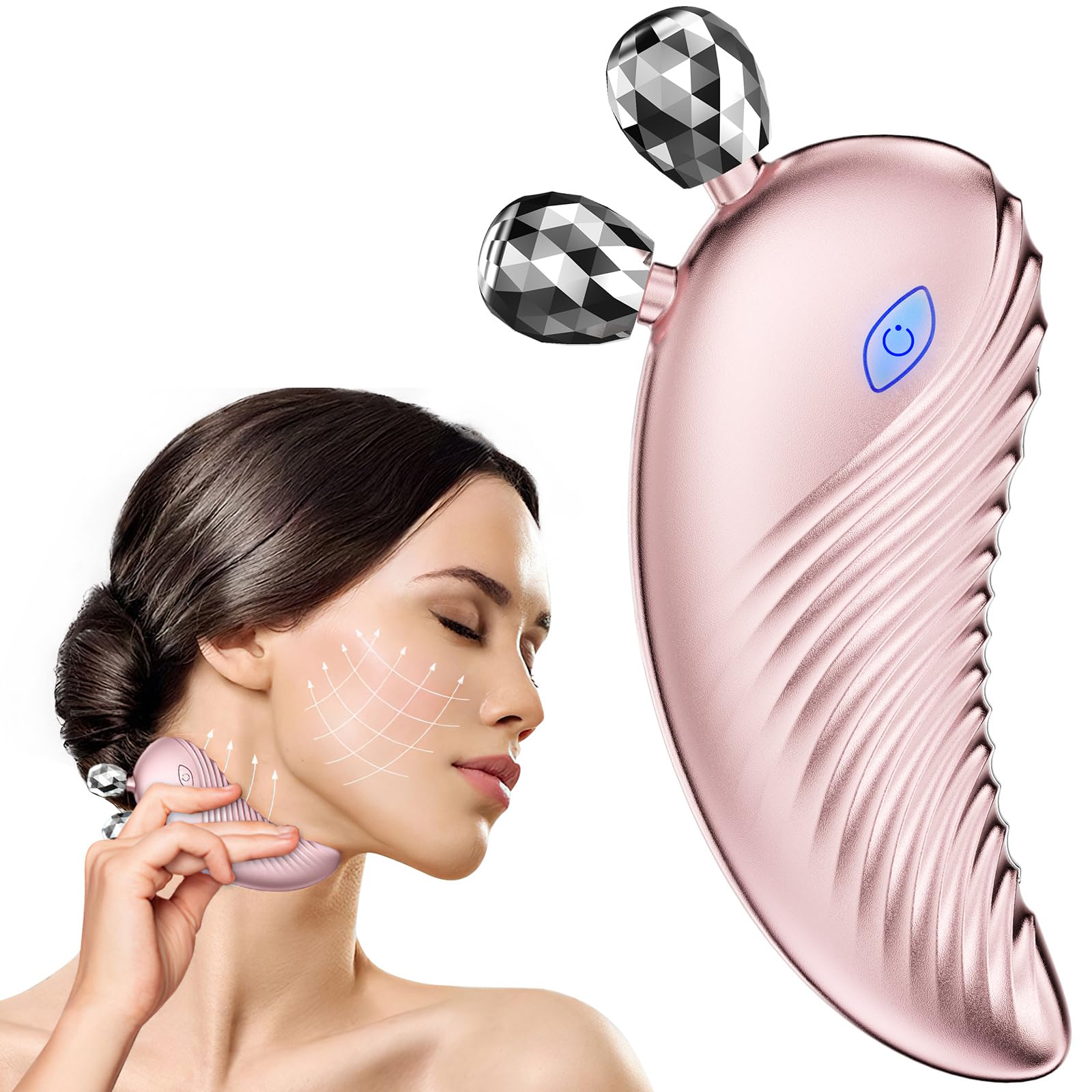 Electric Facial Massager Face Massage, EMS Gua Sha 3 in 1 Anti-wrinkle and Beauty 4 Modes with Heating 45 ° C Female Facial Appliances Beauty Machine EMS Lifting for Neck Lines