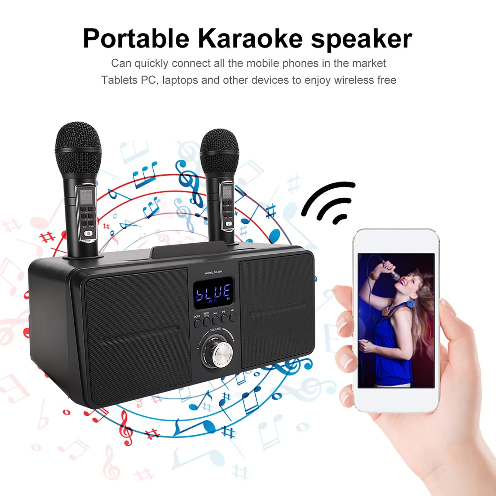 Máquina de Karaoke para Familia, Kit de Sonido, Altavoz de Discoteca, Micrófono de Karaoke Integrado, Tarjeta de Audio Inalámbrica en , Altavoz de Karaoke