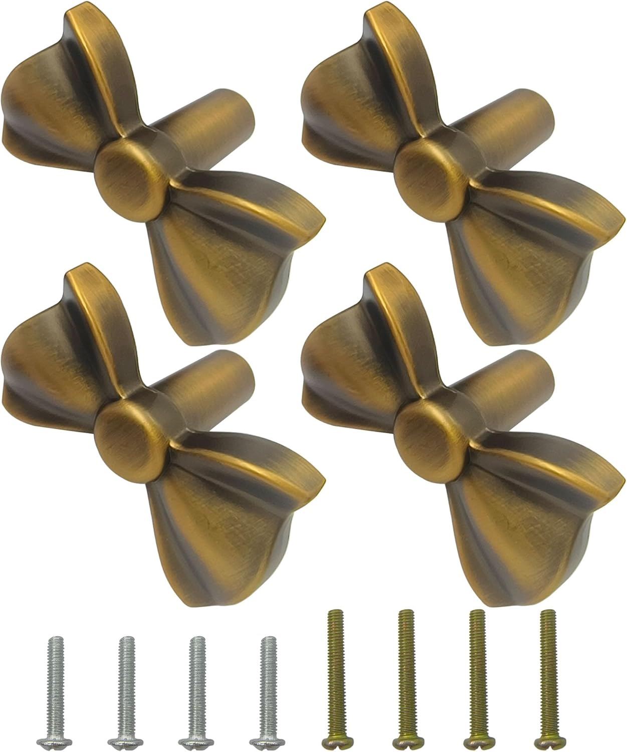 Bow Knobs for Dresser,Vintage Bow Drawer Knobs Cabinet Pulls, 4 Pack Single Hole Handles Bow Furniture Door Handles for Home Kitchen Cupboard Pulls, Coffee