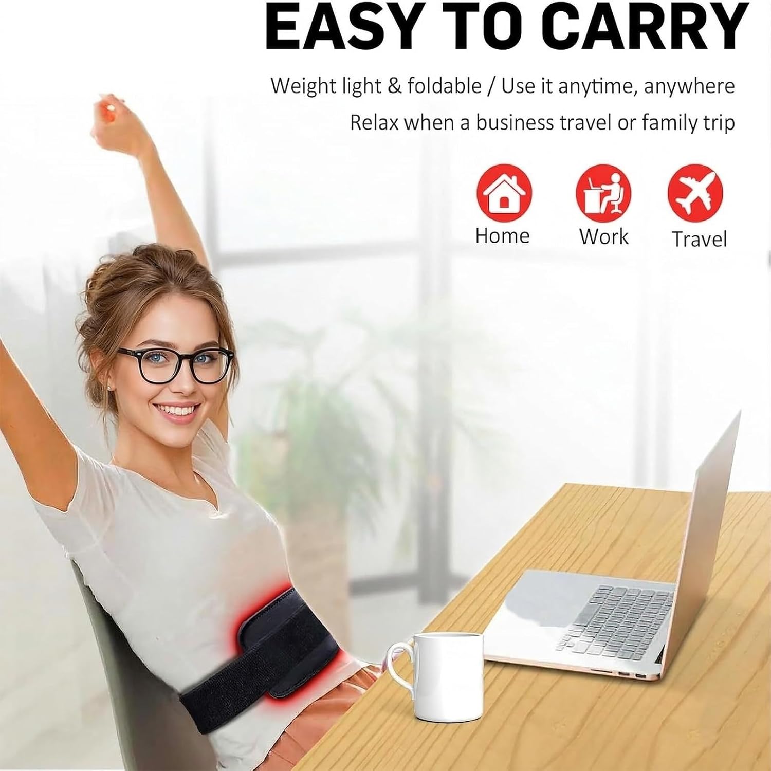 𝐍𝐮𝐫𝐚𝐬𝐜𝐮𝐥𝐩𝐭 - Nurasculpt Waist Band Red Light - 660nm Red & 850nm Infrared Light Therapy for Waist, Back & Body for Relax - Cordless & Portable