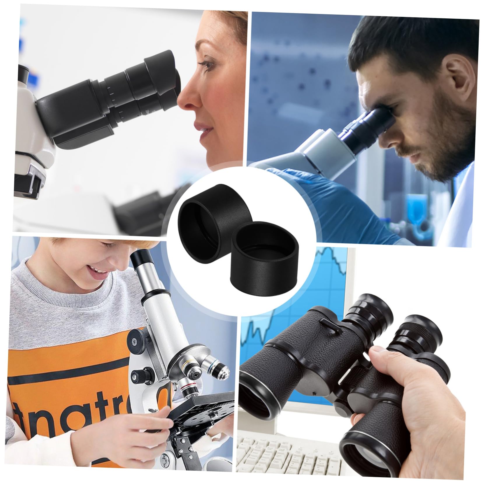 HEALEEP Cylinder Eyepiece Cups for Microscope 2 Pcs Eye Guards Cups Rubber Material