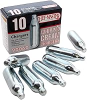 Chef Master Whipped Cream Chargers 10-Pack - 8g N2O Nitrous Oxide Stainless Steel Food-Safe Cartridges for Dispensers