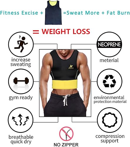 Miniatura 3 de NINGMI Chaleco de neopreno para hombre, chaleco de entrenamiento de cintura de neopreno, chaleco con peso, reductor de cintura, traje de sauna,