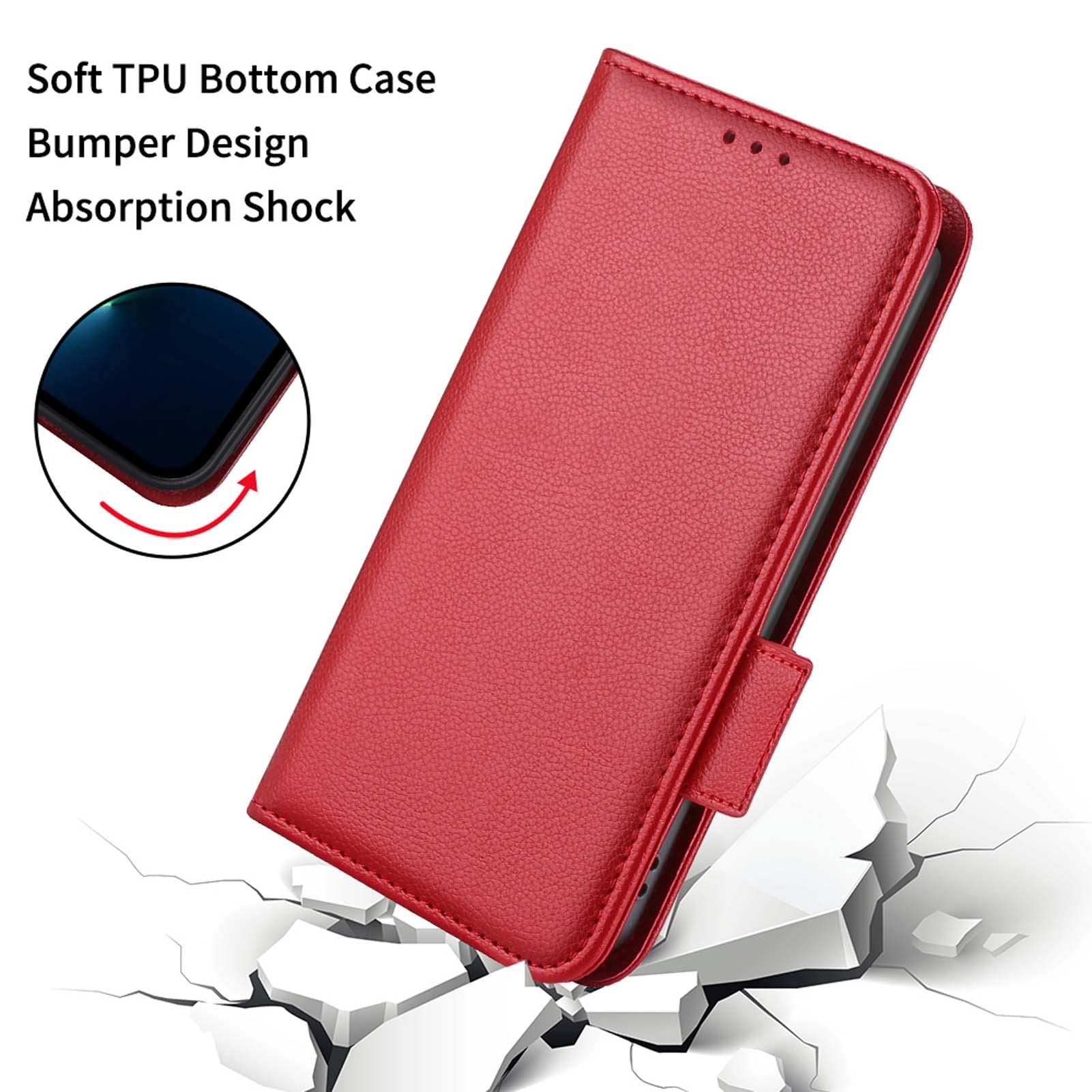 Cover Portafoglio Per Xiaomi Redmi Note 12 4G - Custodia A Libro In Pelle PU Con Supporto, Fibbia Magnetica E Porta Carte - Nero