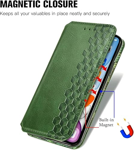 Miniatura 6 de Funda compatible con Xiaomi Poco X3 GT, compatible con Redmi Note 10 Pro (China) 5G con cierre magnético con soporte para tarjetas, color verde