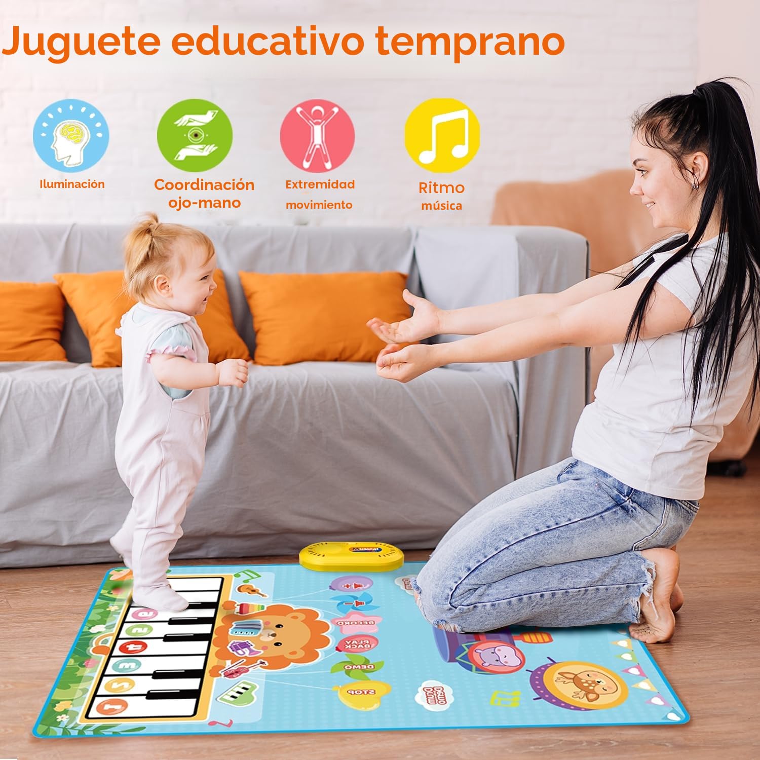 Lobyoh Juguetes para Bebés 1 Año, 2 en 1 Alfombra Musical Juguete de Tambor para Pequeños, Regalos Educativos para Niños Niñas 1 2 3 4 5 Años