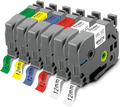 Cinta de etiquetas compatible con Brother TZe-231 TZ-231 TZe-431 TZe-531 TZe-631 TZe-731 TZe 0.472in 0.47 cinta laminada para impresora Brother PT