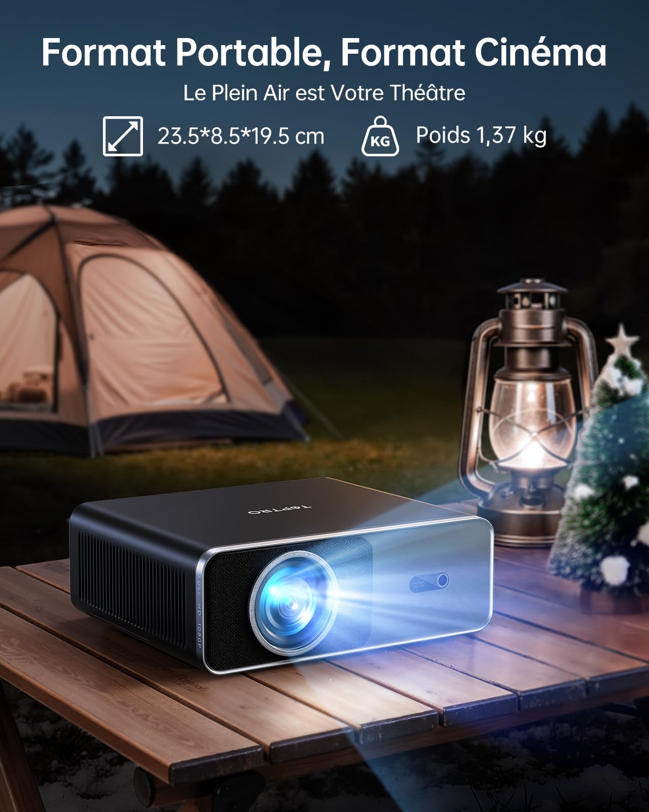 Vidéoprojecteur 4K【1000ANSI/Compatible Netflix/Dolby】 VideoProjecteur Portable AI Auto Focus/Keystone WiFi6 Bluetooth, TOPTRO Projecteur 1080P FHD, Rétroprojecteur 4k Extérieur Zoom 50% Home Cinéma
