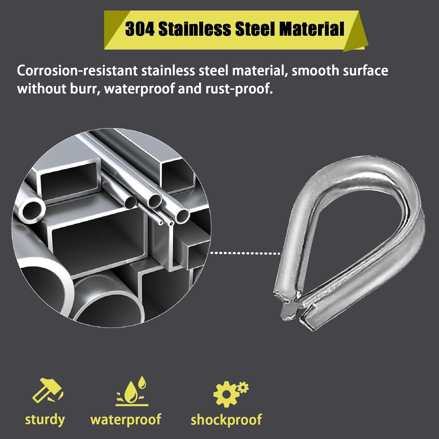 Twidec/25pcs 1/16" Stainless Steel Wire Rope Thimbles for Cable Rope Thimble Rigging(M2) - Image 4