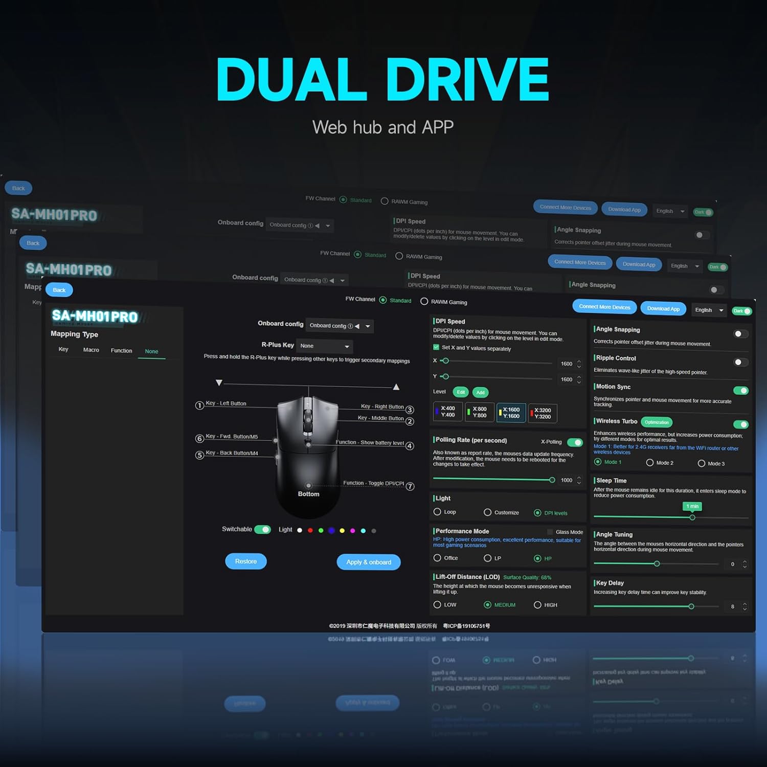 RAWM Wireless Lightweight Gaming Mouse, PAW3395 Optical Sensor, 26000 DPI, 600mAh Battery, 7 Programmable Buttons, Gaming Mice for PC/Laptop/Mac