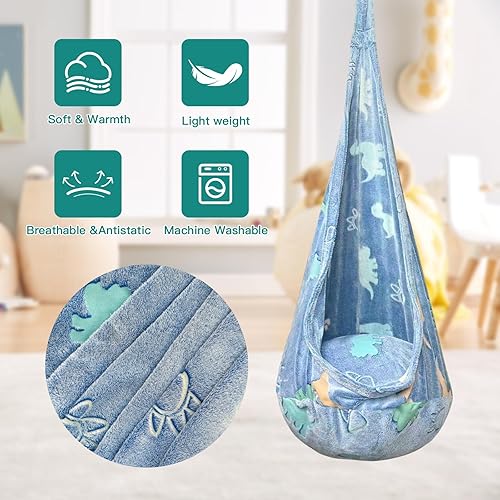 Miniatura 62 de Columpio sensorial para niños, terapia de alegría sensorial duradera, terapia colgante para interiores y exteriores, hamaca para niños, adolescentes