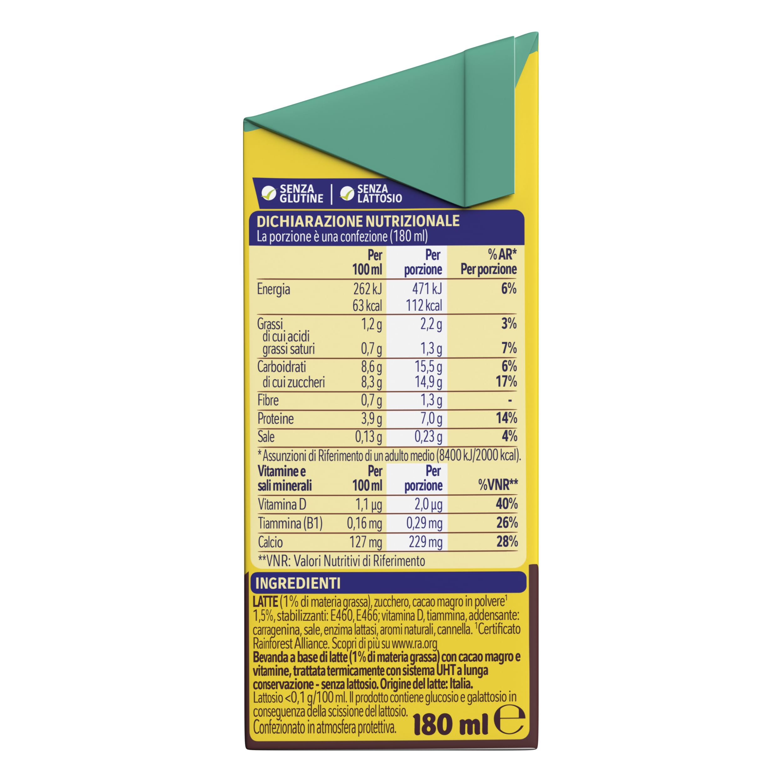 NESQUIK Pronto da Bere Senza Lattosio Latte e Cacao, 8 Confezioni da 3 Brick da 180ml (24 Brick 4,32L)