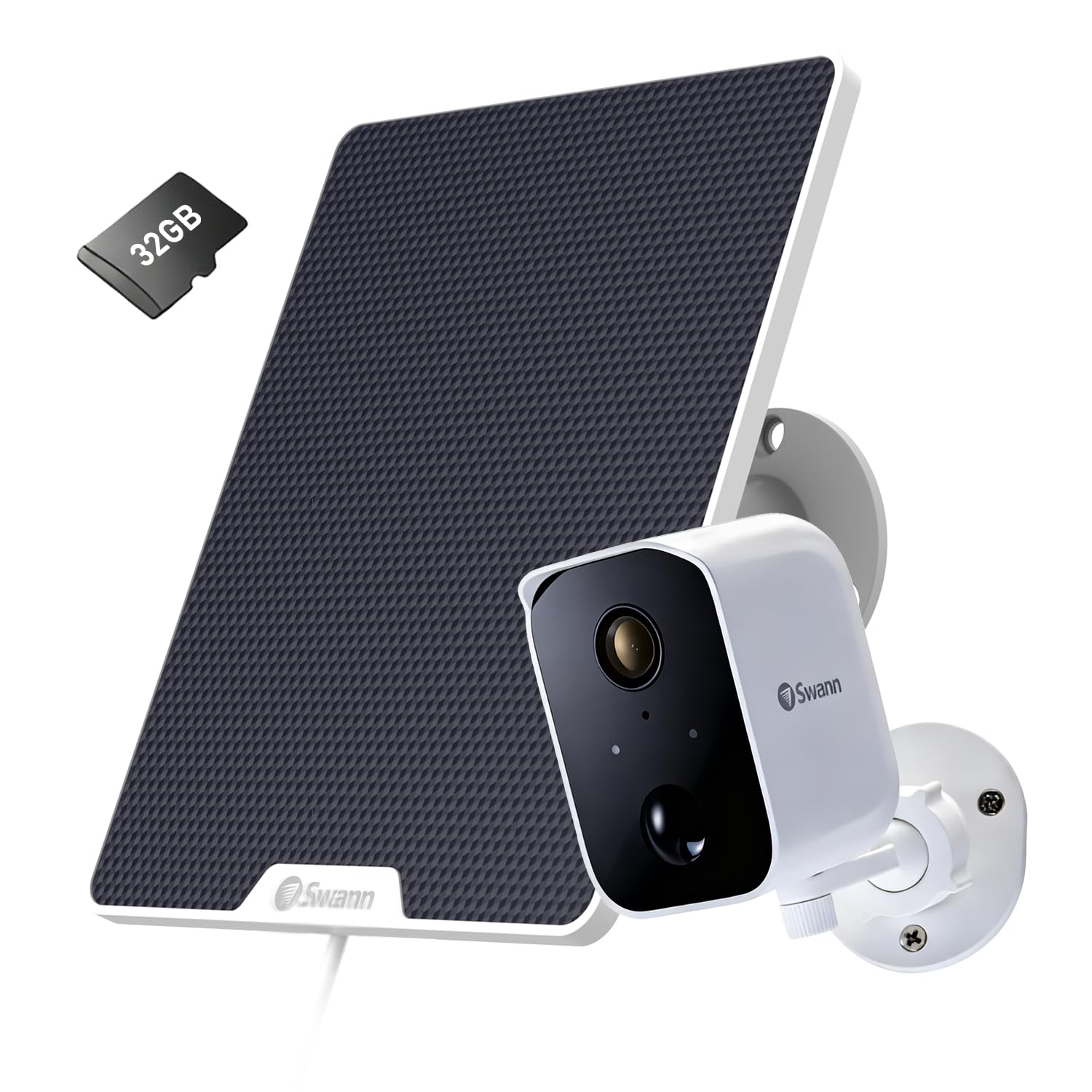 Swann Solar Security Cameras Wireless Outdoor, Cameras for Home Security with a 32GB Micro SD Card, Night Vision, No Monthly Fee, 2-Way Talk, Motion Detection, Work with Alexa/Google Home