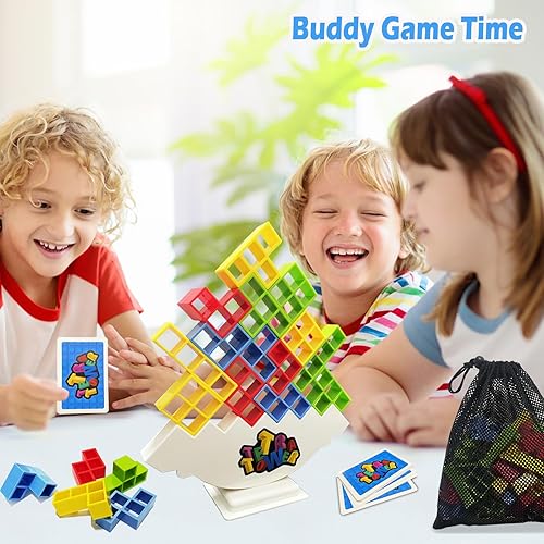 Miniatura 4 de Equilibrio y diversión juego de bloques apilables Tetra Tower para niños y adultos, perfecto para la familia, fiestas, viajes (32 piezas)