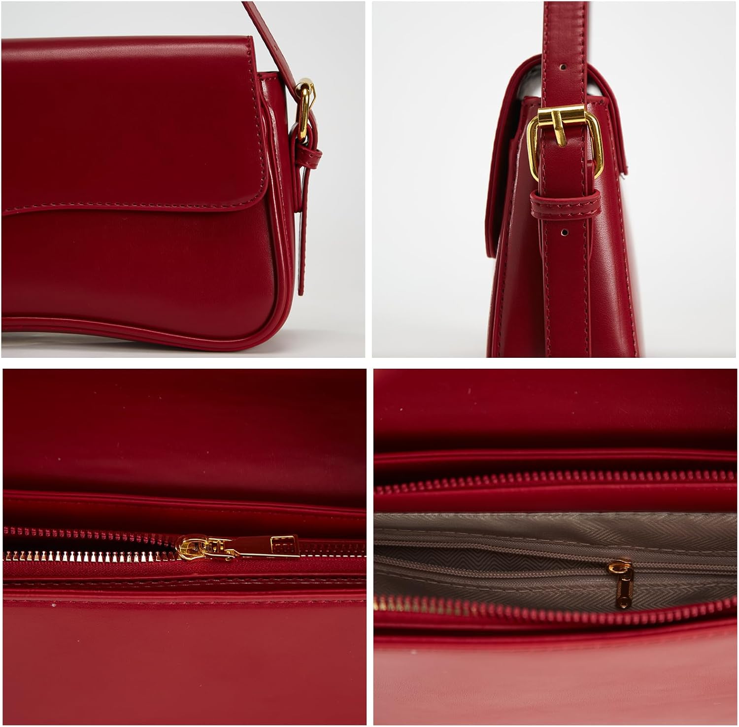 Small Shoulder Bags for Women,Crossbody Purses,Retro Vegan Leather Tote Handbag, Clutch Hobo Purse with Zipper - Image 6