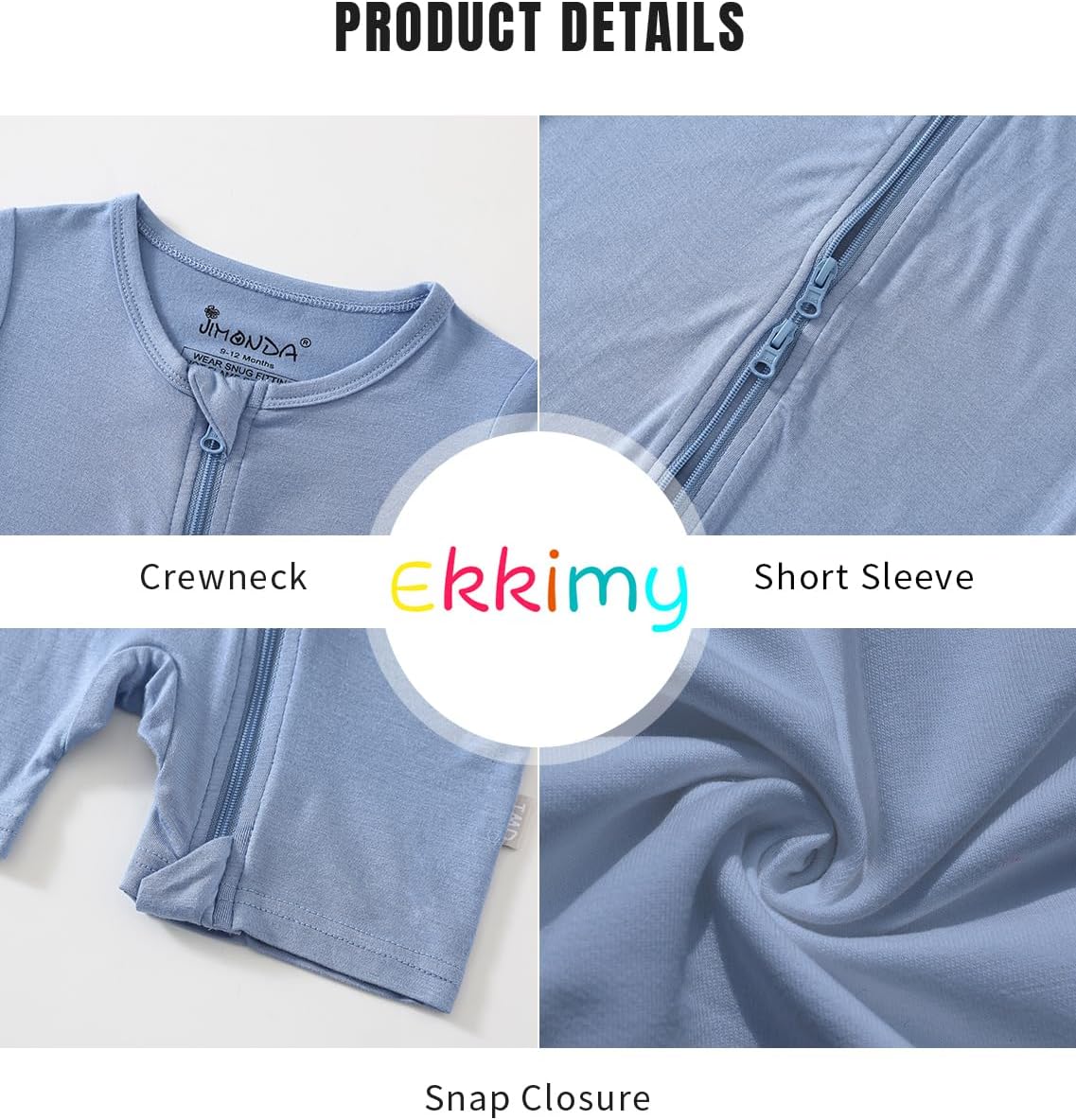 Baby Romper 3 Pack Bamboo Rayon Footless Short Sleeve Zipper Romper - Image 2