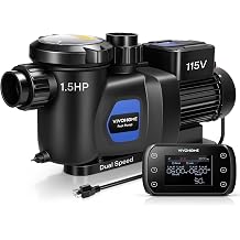 VIVOHOME 1.5HP Pool Pump Dual Speed with Remote Timer 115V | Wireless Control, Fast Self-Primming Motor, 4 Program Segment, for in/Above Ground Pools, Saltwater Pools