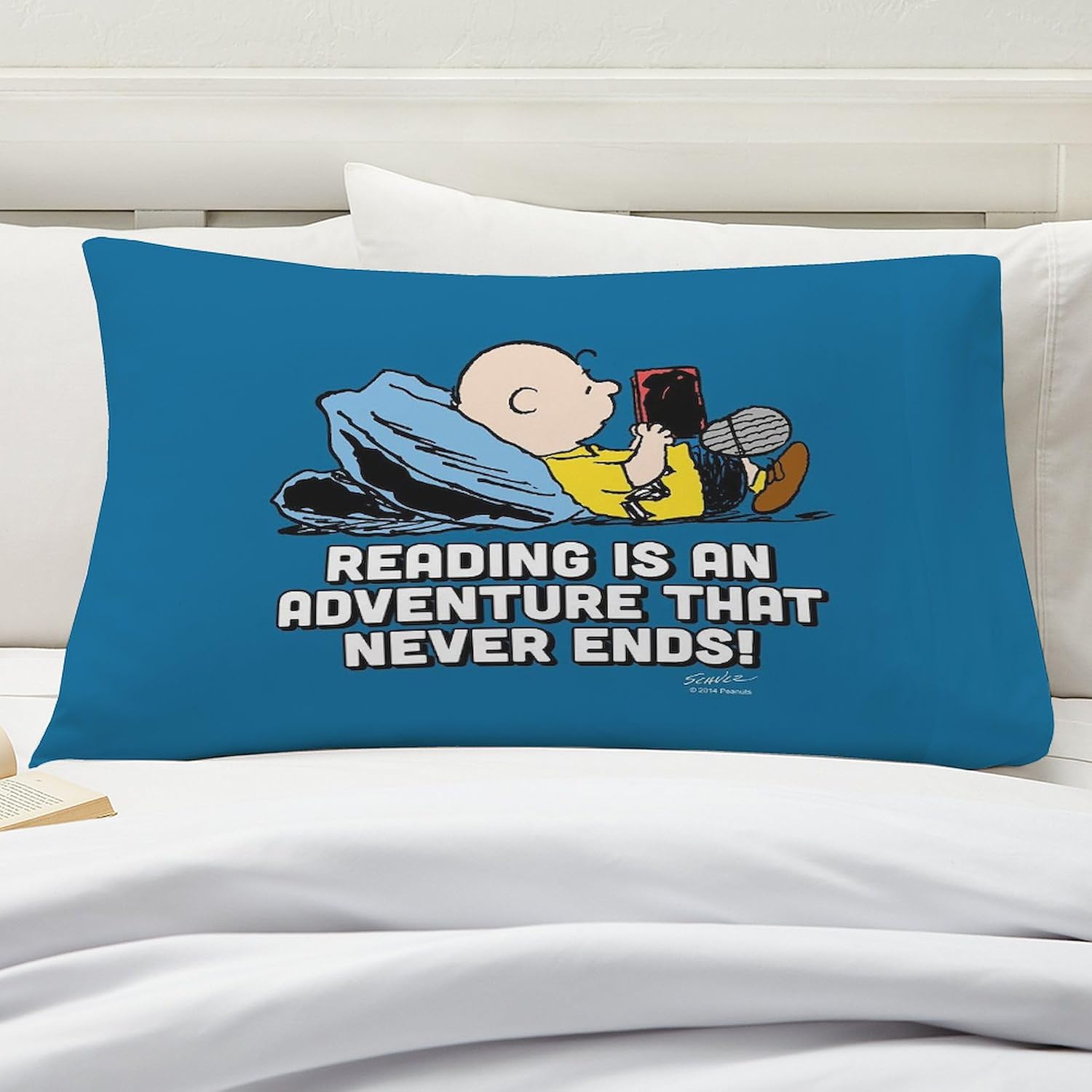 CafePress Charlie Brown Reading is an Adventur Pillow Case Standard Size Pillowcase, Lumbar Pillow Cover Fleece