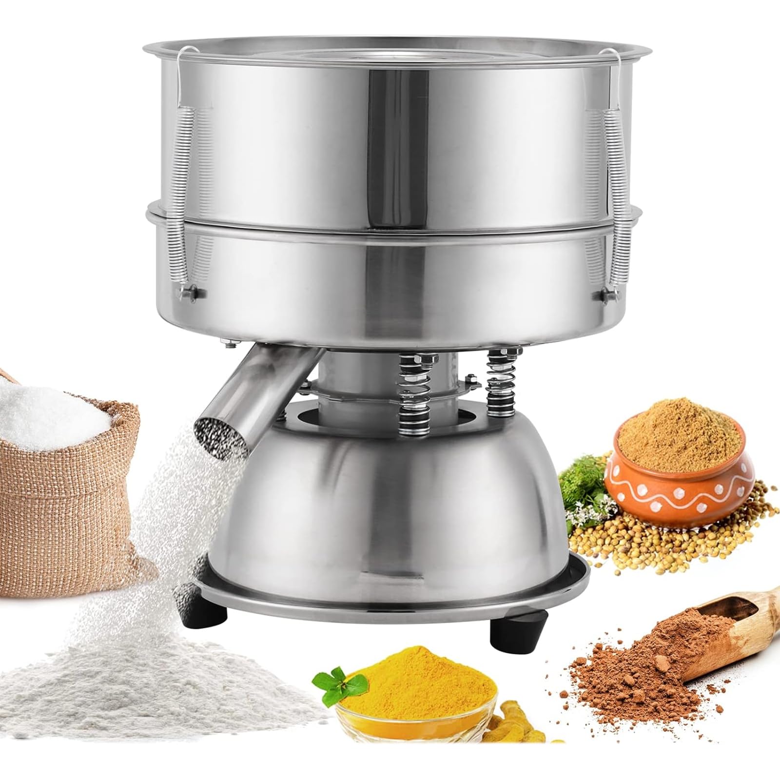 Tamis À Poudre Automatique,Tamis Vibrant Électrique avec Tamis À 40 Mailles, Fréquence Vibration 1350 N/Min, Capacité Manipulation 5-10kg, Filtre Uniformément Et sans Colmatage, pour Farine