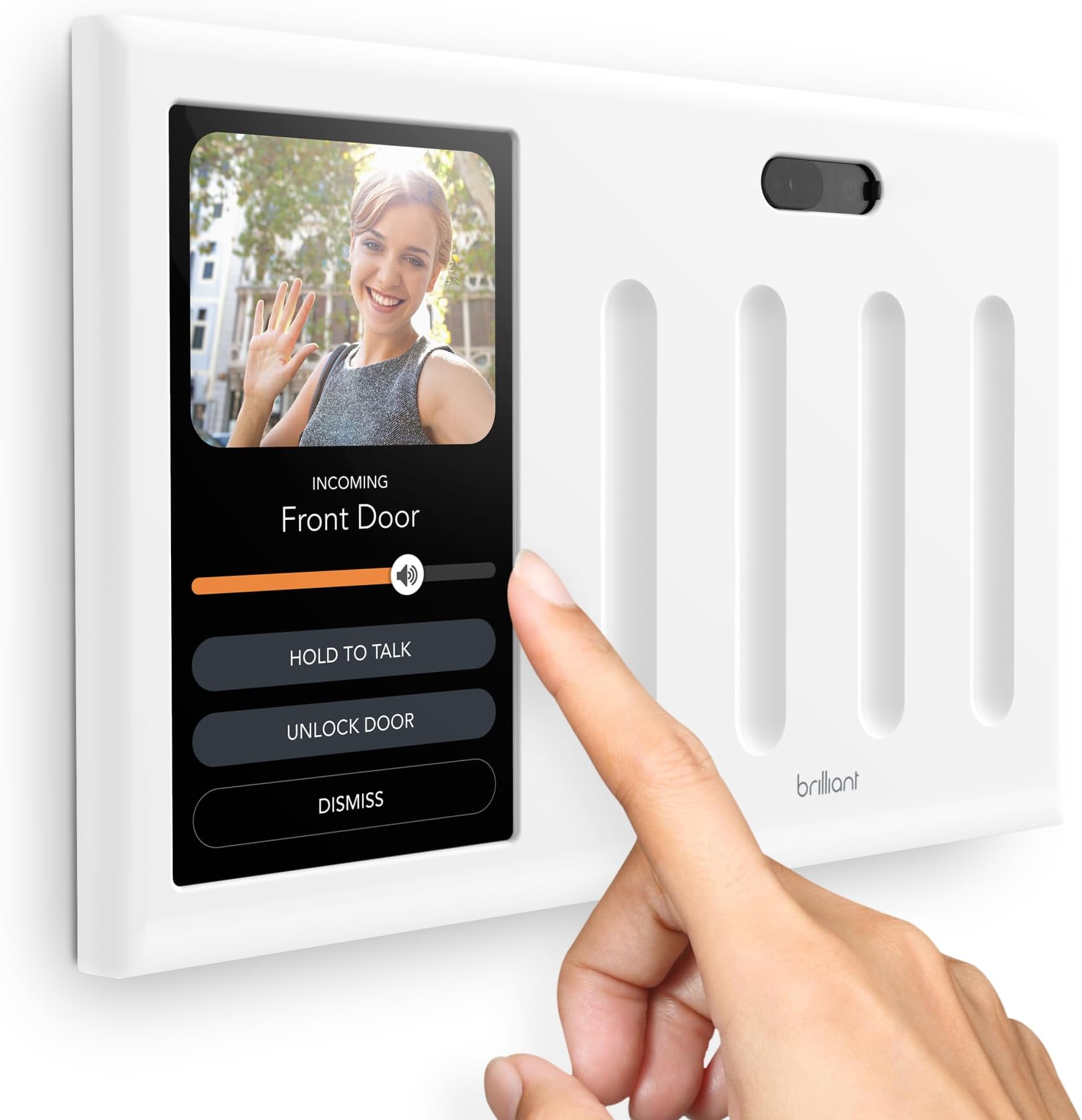Brilliant Smart Home Control (4-Switch Panel) — Alexa Built-In & Compatible with Ring, Sonos, Hue, Google Nest, Wemo, SmartThings, Apple HomeKit — In-Wall Touchscreen Control for Lights, Music, & More