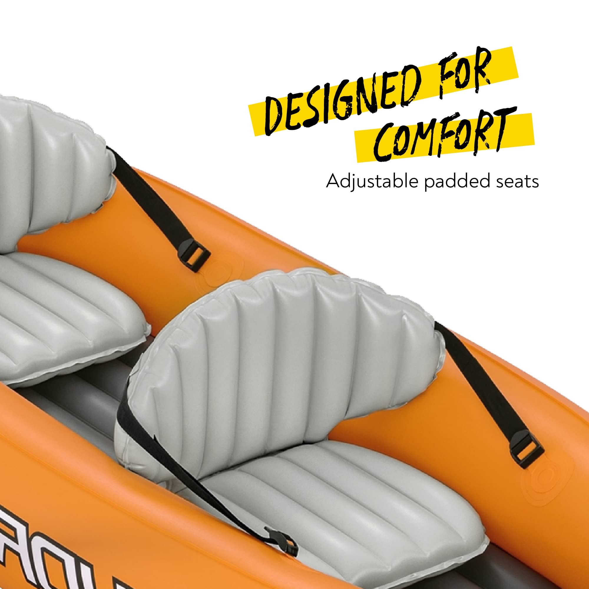Hydro-Force Rapid Kayak Gonflable pour 2 Personnes avec sièges, Dossier, pagaies, Pompe à Main et Sac de Transport, Orange