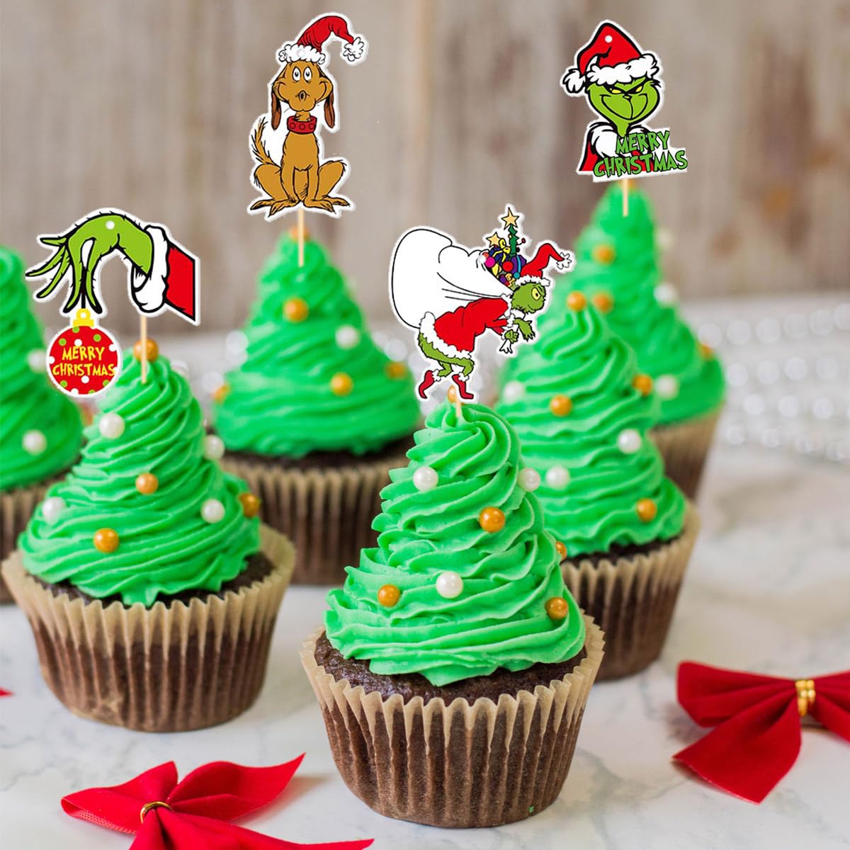 36 Stück Weihnachts-Cupcake-Topper – Kuchen-Deko Für Weihnachtsfeiern | Aus Karton & Zahnstocher, Sofort Einsetzbar
