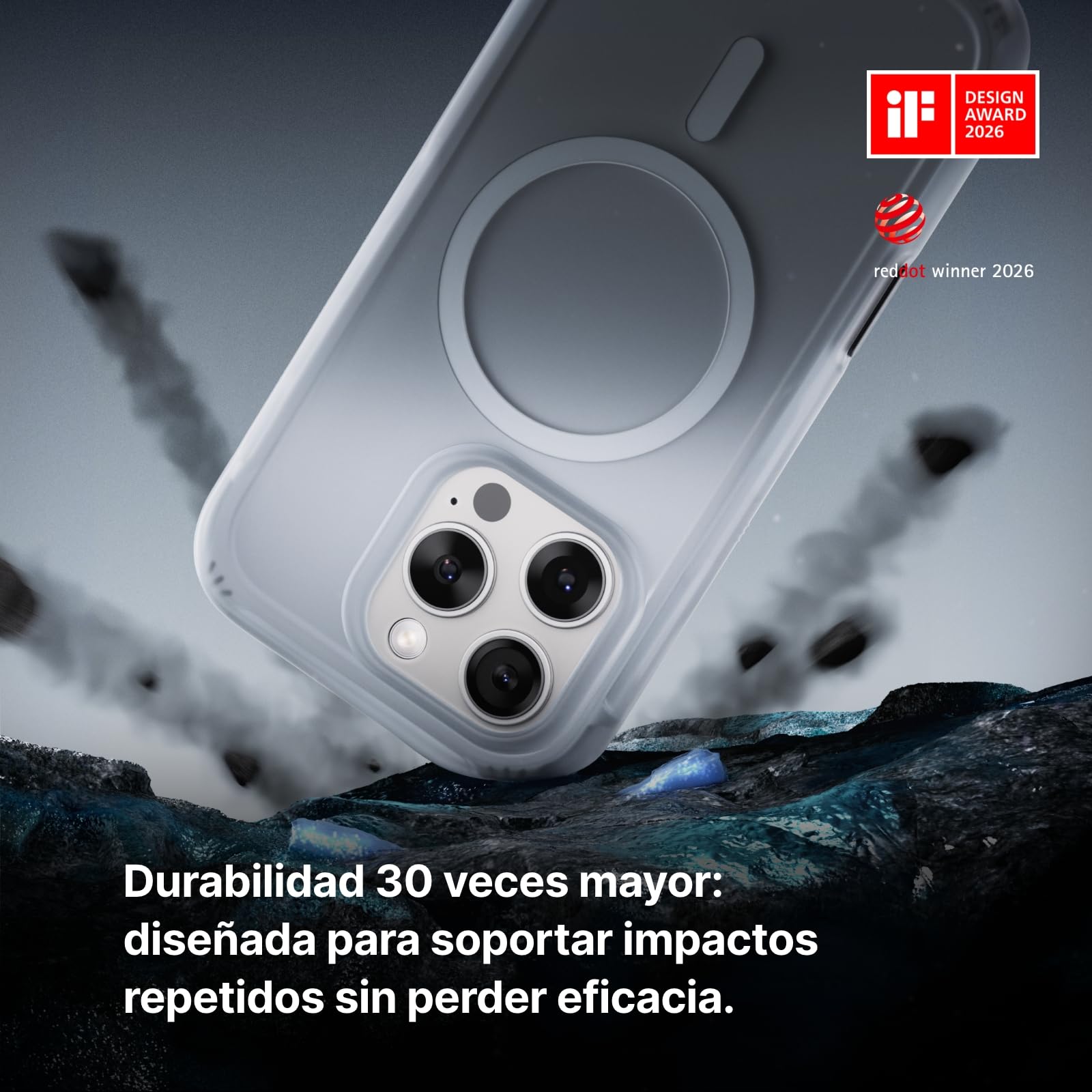 RhinoShield Funda AirX Apta para MagSafe e iPhone 15 Pro MAX | Fuerza magnética superior, protección militar multicapa, máxima absorción de impactos y protección interna.