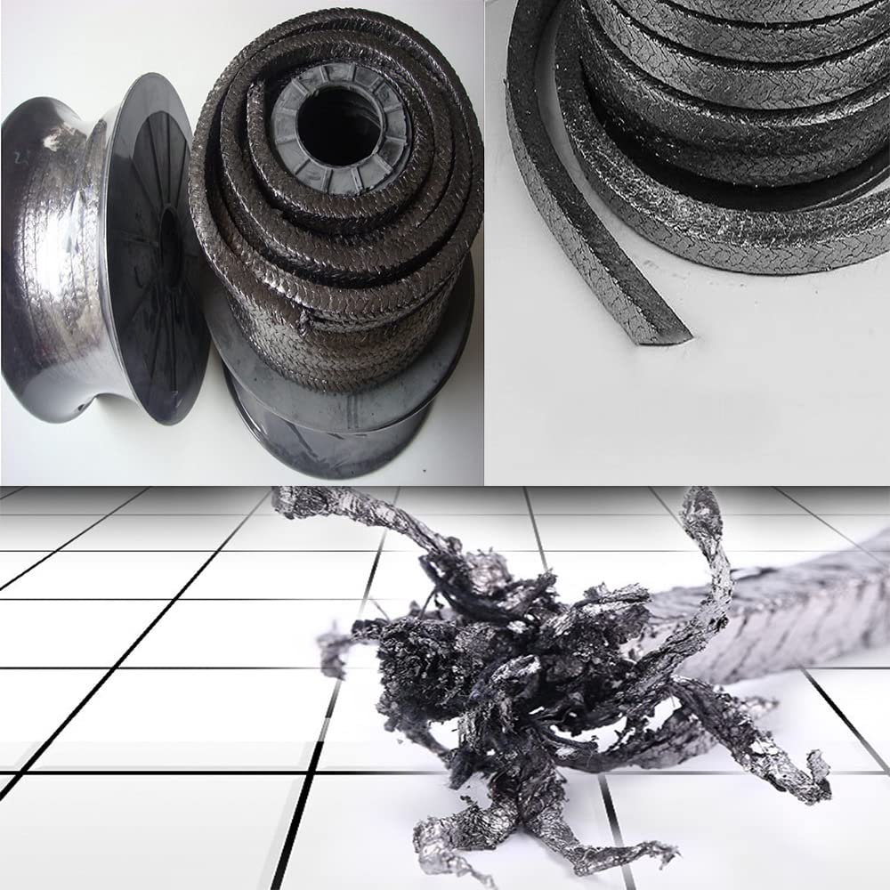 1 joint d'étanchéité tressé en graphite pur – 12-18 mm x 300 cm for vannes et pompes industrielles(18x18mm)
