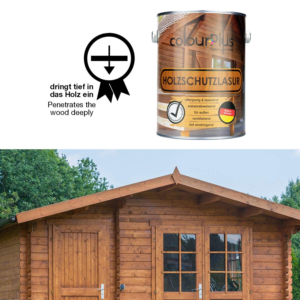 ColourPlus® Smalto Protettivo Per Legno (2,5L, Pino) Satinato - Impregnante Per Legno Per Esterno - Primer Per Legno - Smalto Per Legno - Smalto Per Legno Esterno - Made In Germany - Foto 7