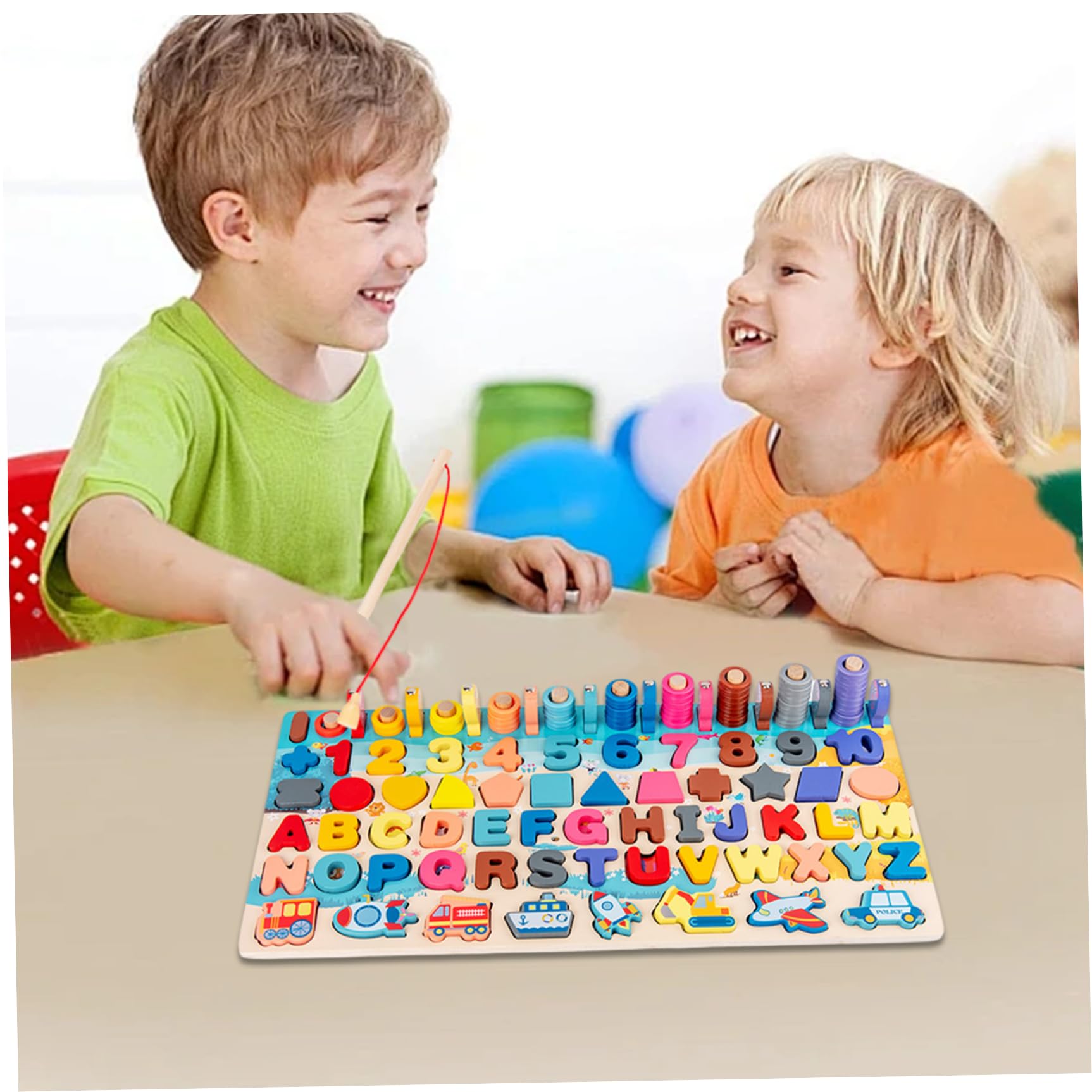 Puzzle con alfabeto in legno, forme magnetiche, numeri, con canna da pesca, giocattolo educativo per l'apprendimento precoce, per ragazze e ragazzi
