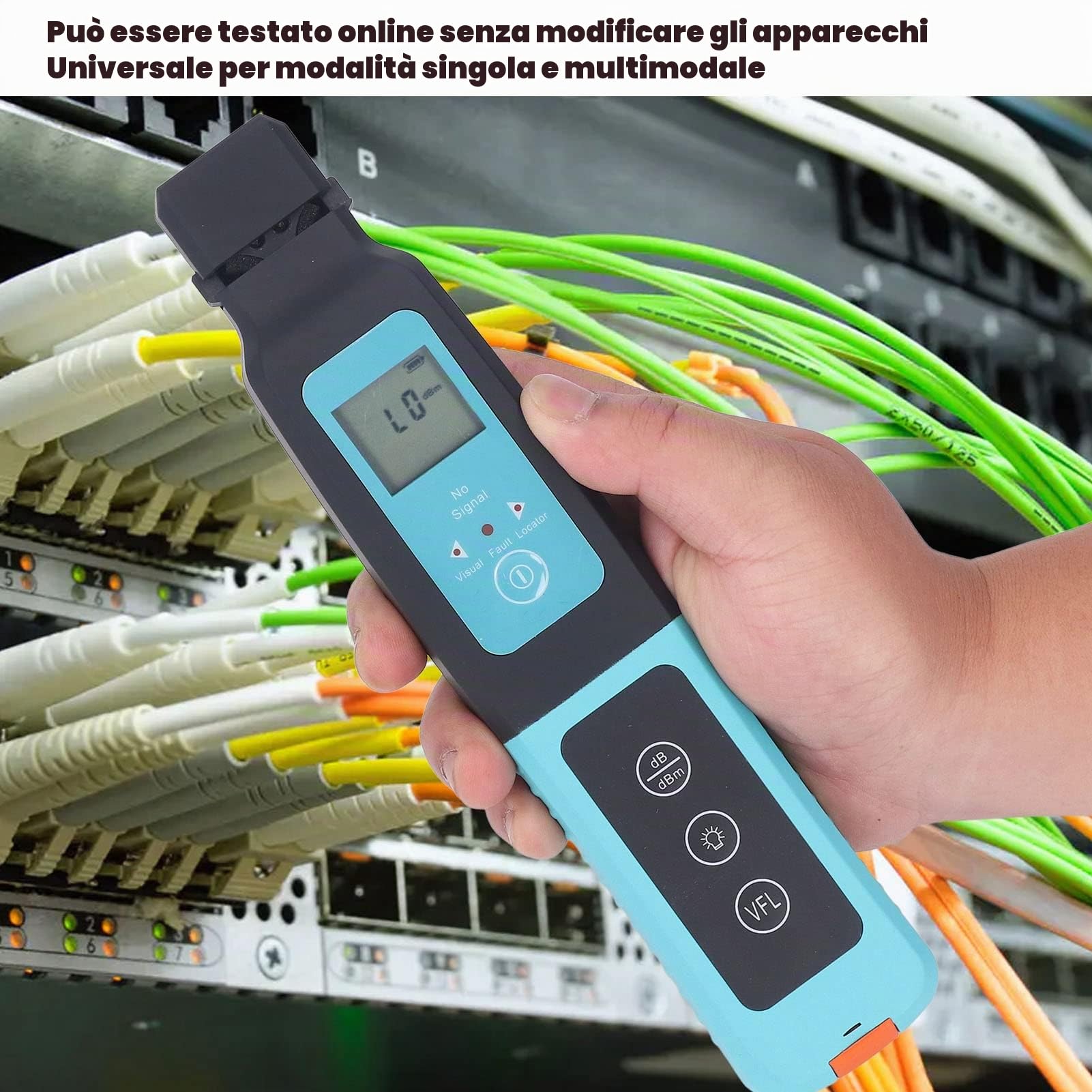 Palmare Identificatore di Fibra Ottica, Identificatore Universale per Fibra Ottica Live, Direzione del Display a LED, Tester Fibra Ottica Portatile per 2mm, 3mm, 900nm, 250nm Ponticello in Fibra