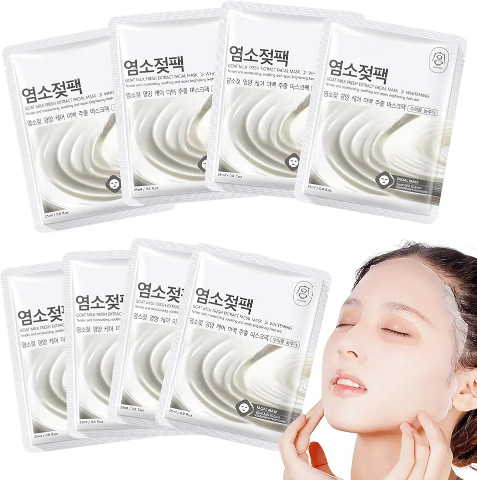 K-beauty skincare 2026 : 50 serums et masques coreens cultes 8 Pièces Rice Sheet Mask,Masque Collagene Visage Korean,Masque Coréen Hydratant Visage,Pee