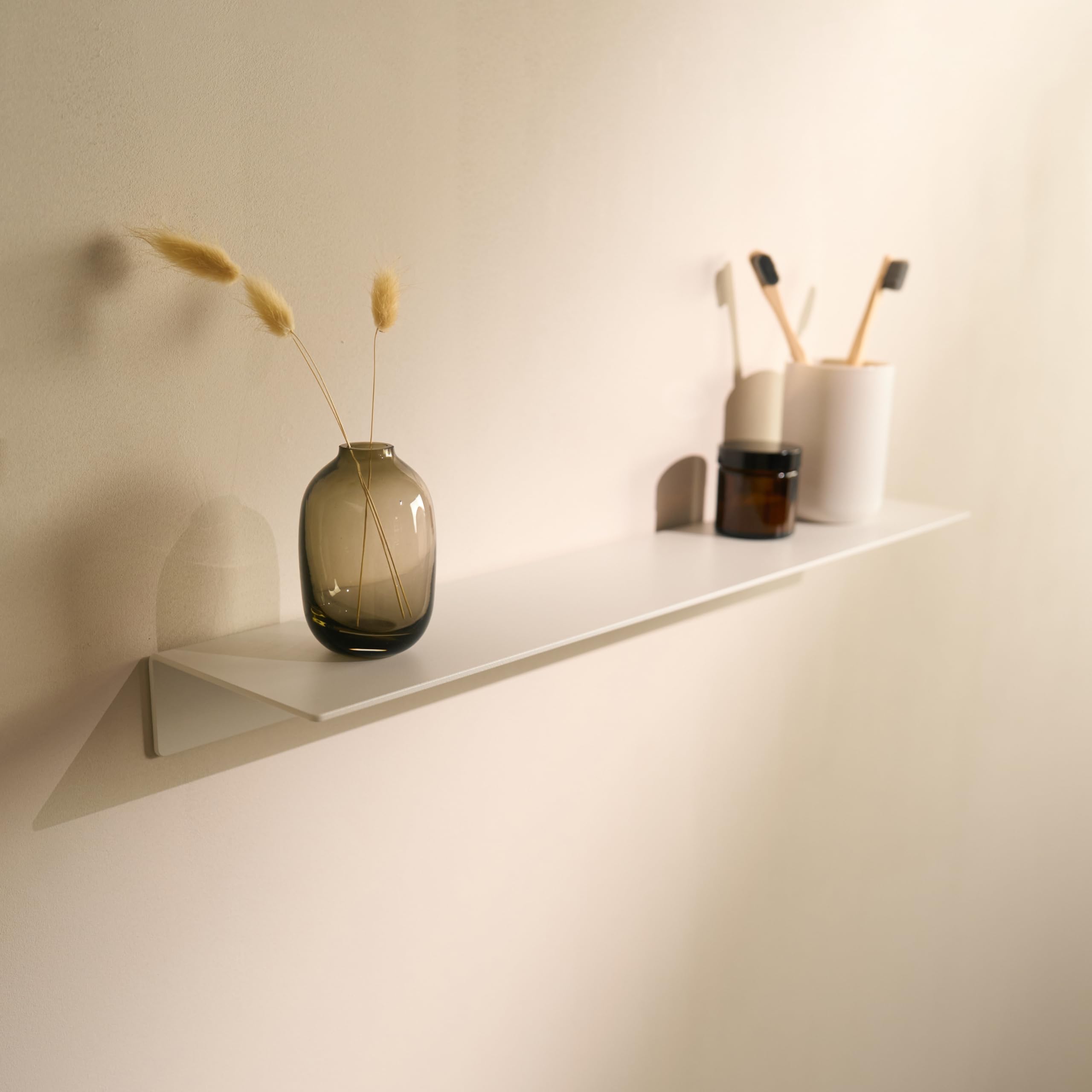 Designfabrik Hamburg Wandregal ohne Bohren | Duschregal selbstklebend | Ablage für Bad, Gästebad, Küche | Modernes Design | 58 cm | Weiß