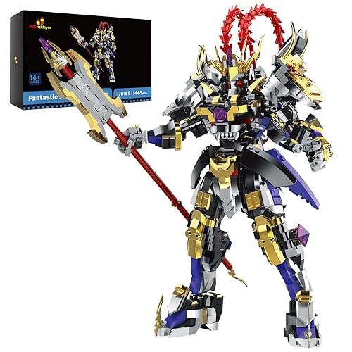 JMBricklayer Mech Sets Building Blocks Toy 70155, Mechs Robot Building Sets for Adults, Hero Warrior Mecha Model Kit for Boys 8-14, Cool Mech with Weapons for Display Decor Gifts Ideas (1,448PCS) - Warrior Bu