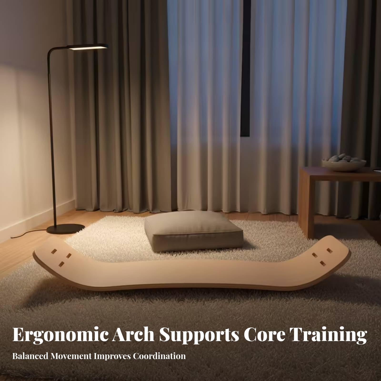 Balance Board in Legno Versatile | Design Curvo Ergonomico, Tavola di Equilibrio in Legno, per Allenamento Funzionale