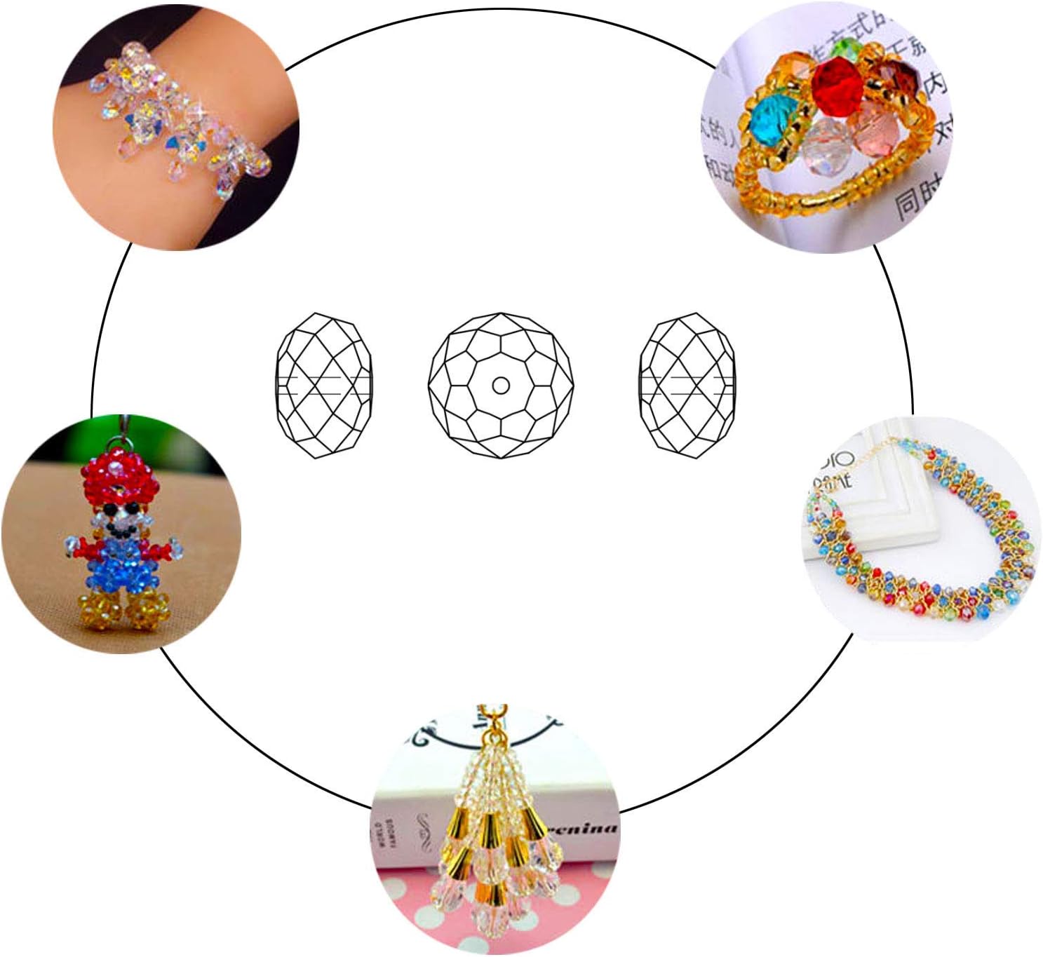 FAMLEAF 8mm 265Pcs Crystal Glass Beads, Glass Beads for Jewelry Making Briolette Bead - Image 4