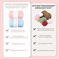 Vista 4 de Kit de ganchillo para adultos principiantes – Kit de ganchillo de 2 piezas de ajolotes con tutoriales en video paso a paso, juego de tejido