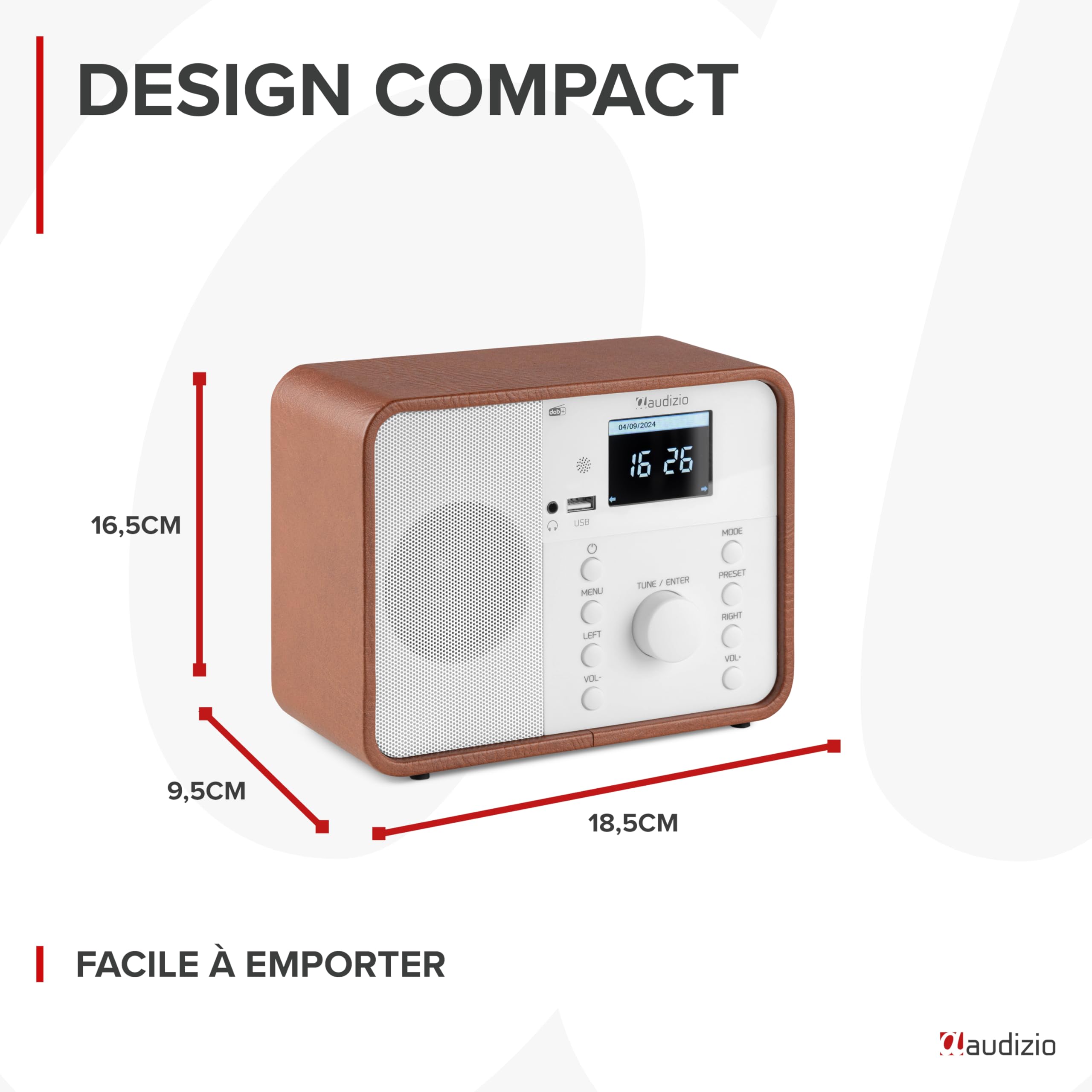 Audizio Nardo Radio Réveil Internet WiFi - Blanc, Dab+ & FM, Bluetooth, Météo, 32 000 Stations, Télécommande, Lecteur MP3 USB, Idéal pour Écouter Vos Stations Radios Préférées