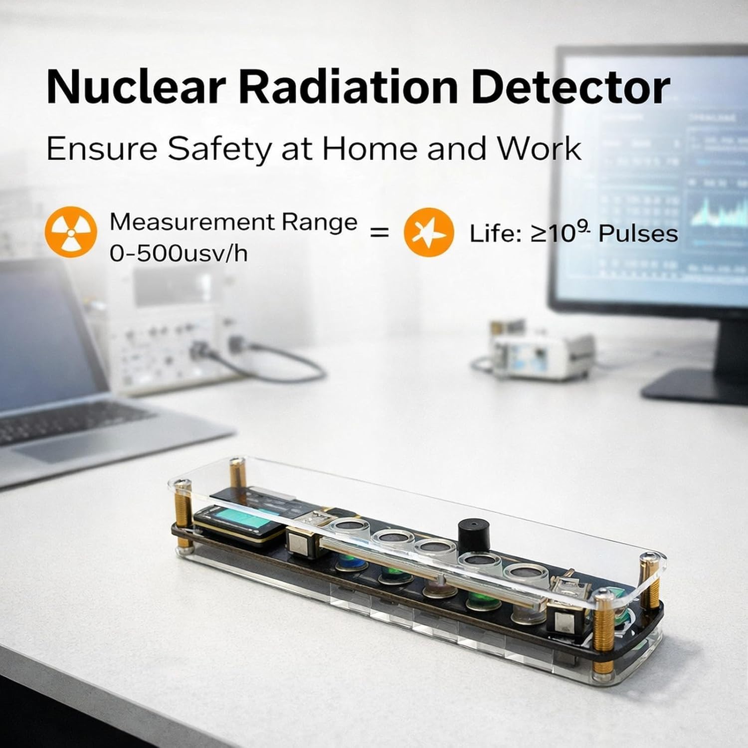 Portable Nuclear Radiation Detector USB Dosimeter with Sound Light Indication, Digital Counter 0-500usv/h Measurement Range - High Sensitivity, Clear OLED Display, for Radiation Monitoring