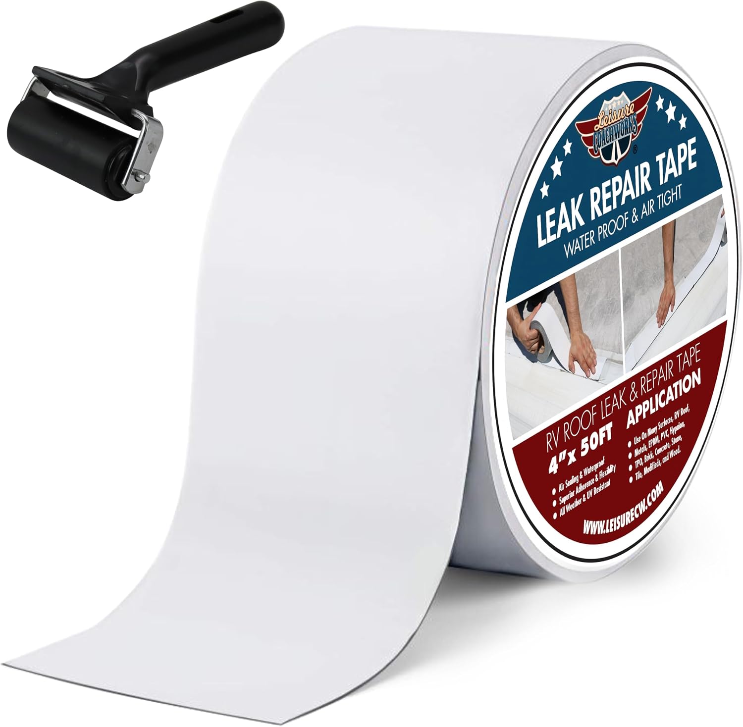 RV Sealant Tape, 4 Inch x 50 Foot RV White Roof Seal Tape UV & Weatherproof Sealant Roofing Tape for RV Repair, Window, Boat Sealing Camper Roof Leaks (50 Foot 4" Tape)