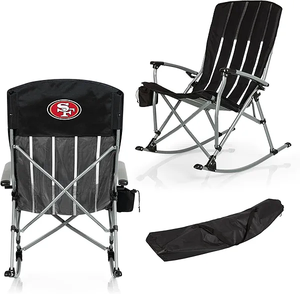 PICNIC TIME NFL Unisex-Adult NFL Outdoor Rocking Camp Chair, XL Heavy Duty Camping Chair for Adults