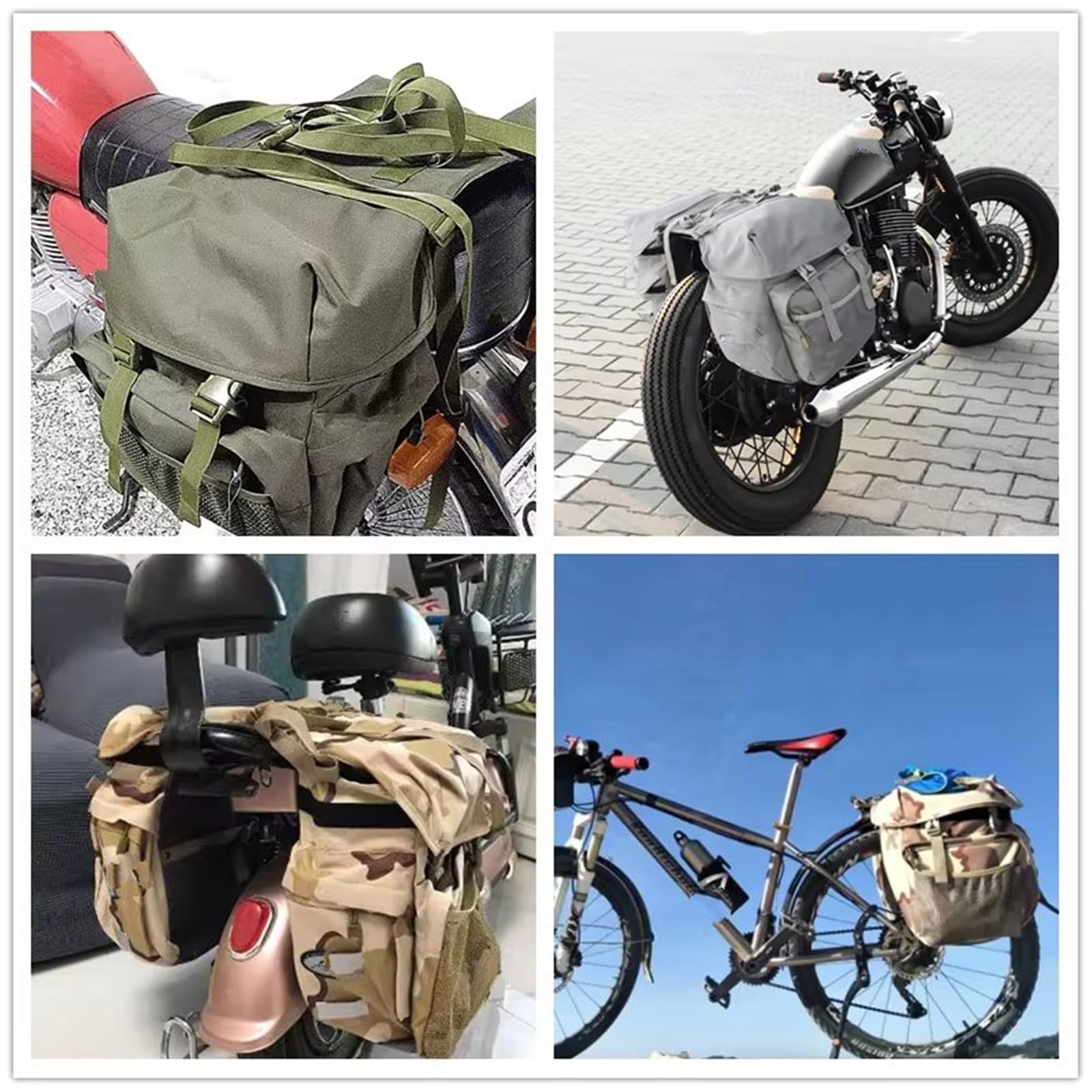 Bolsa de sillín Bolsa De Viaje para Hombre para Bicicleta Y Motocicleta Impermeable Opcional Bolsa para Sillín De Bicicleta Y Motocicleta Bolsa De Almacenamiento De Equipaje(Green Rain Cover)