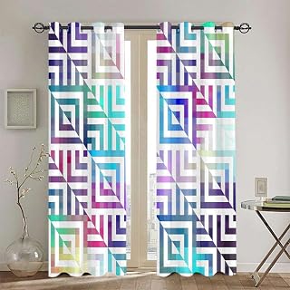 Romantic Lines Room Darkening Curtains with Grommets Diagonal Geometric Artistic Washable Blackout Curtains for Bedroom, Living Room Multicolor 43x85 Inch,2 Panels