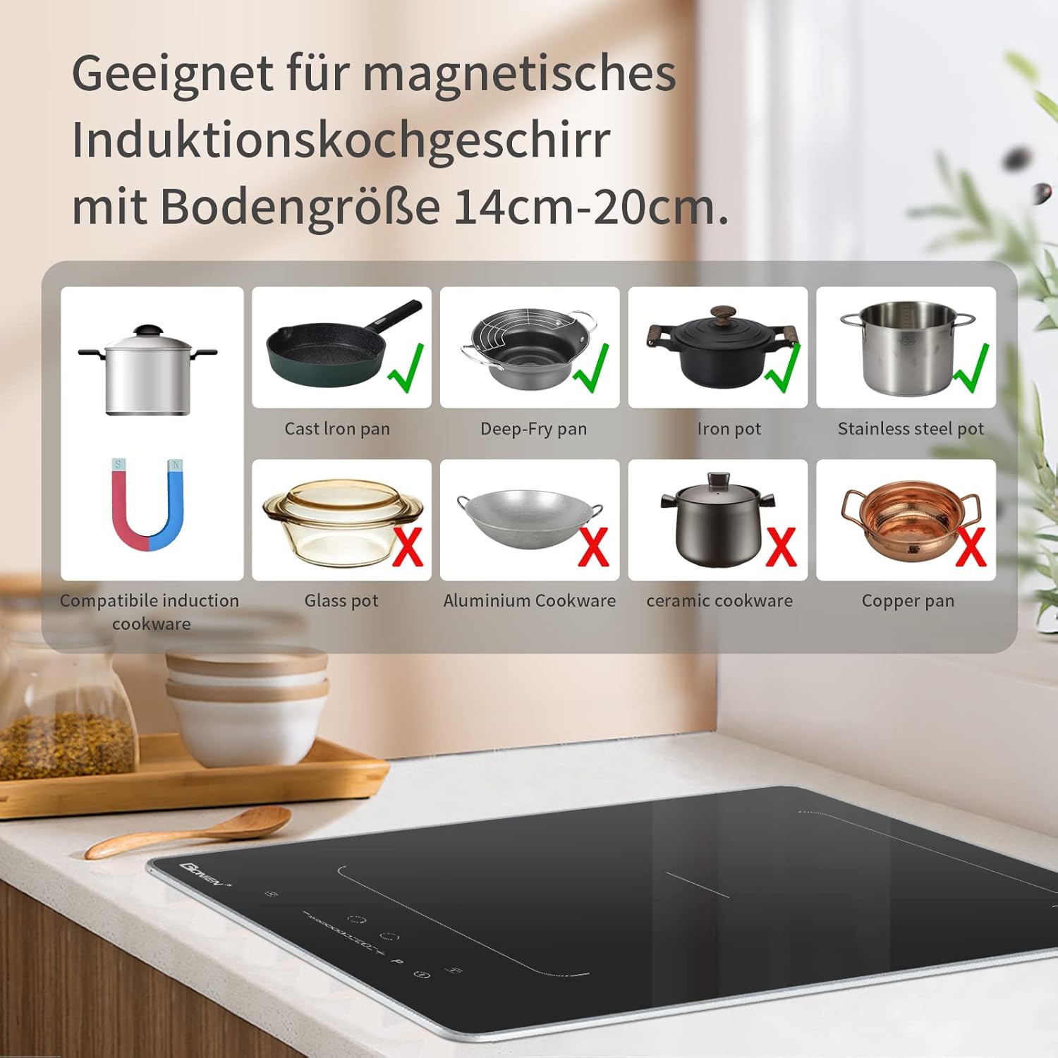 Piano cottura a induzione, 30 cm, GIONIEN, 2 zone, doppia piastra a induzione con zone flessibili, piano cottura elettrico con spina,sicurezza bambini, timer, 16 A, 2800 W Piano cottura a induzione, 30 cm, GIONIEN, 2 zone, doppia piastra a induzione con zone flessibili, piano cottura elettrico con spina,sicurezza bambini, timer, 16 A, 2800 W