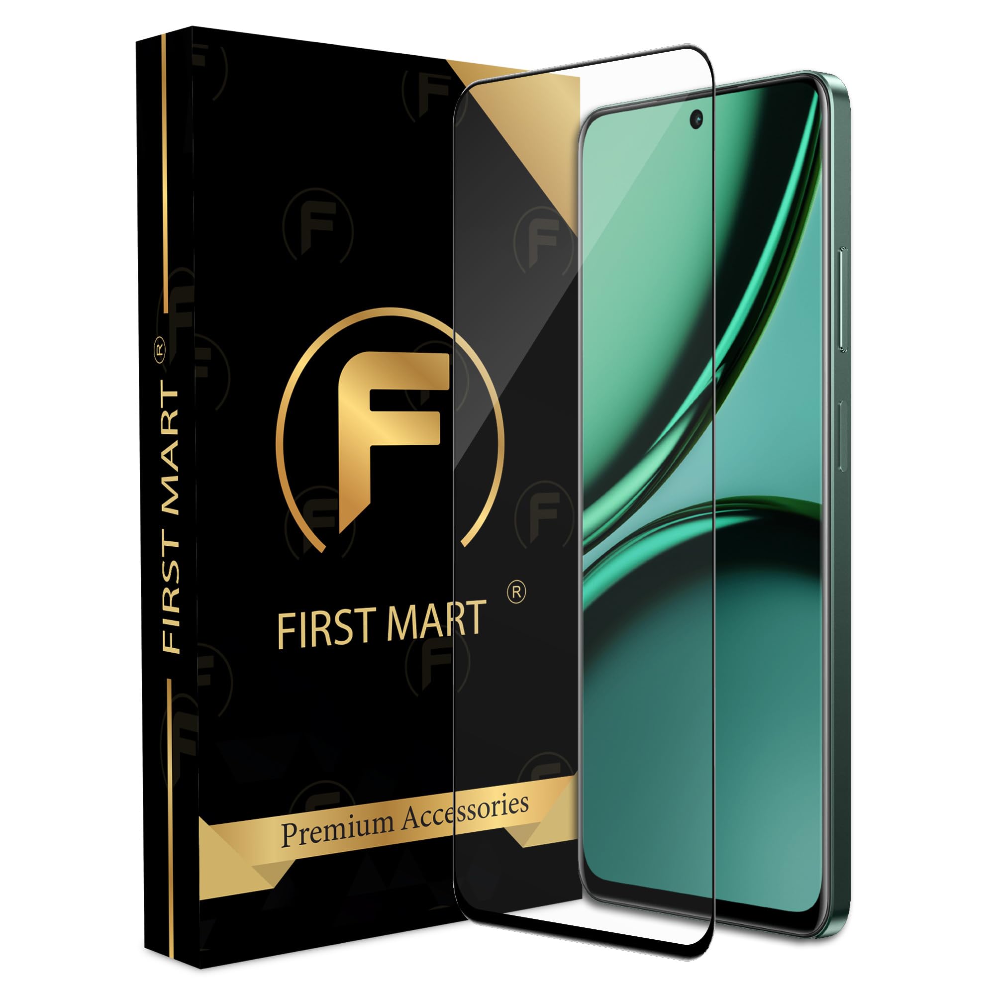 FIRST MART Military Grade Gorilla Tempered Glass Screen Protector Compatible For Realme Narzo 80X, Narzo 70X and Narzo 60X 5G (6.72 Inch) With Easy Installation Kit| Edge To Edge Coverage |Black