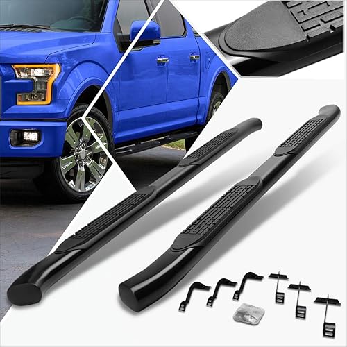 (2 piezas) barras de paso Nerf curvadas ovaladas negras de 4 pulgadas compatibles con 15-22 F150-F350 Super Crew Cab