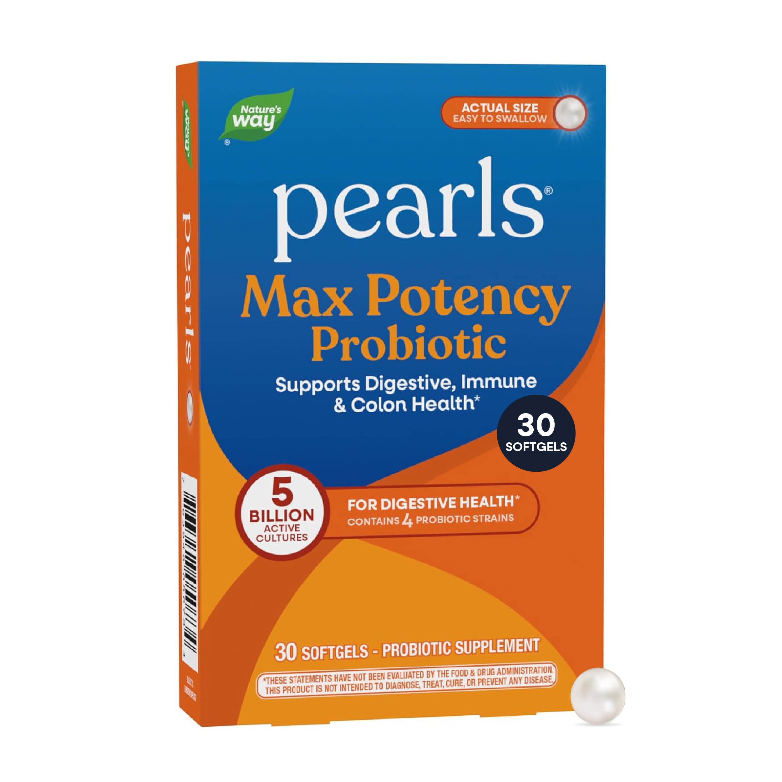 Nature's Way Probiotic Pearls Max Potency Softgels, 5 Billion CFU, 30 ct 30 Count (Pack of 1)