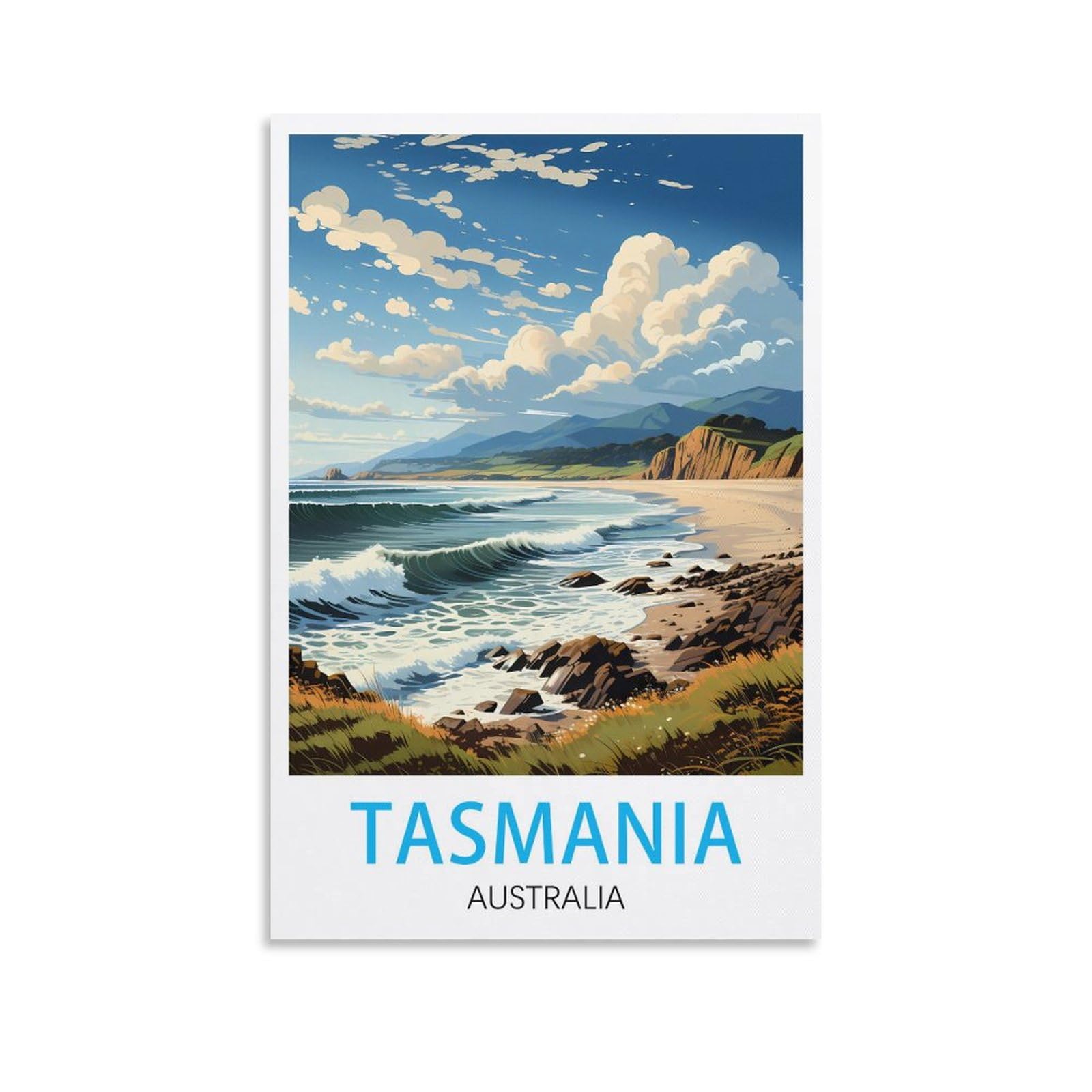 Orbana Unframe-Style Tasmania Australia Vintage Travel Poster 08X12inch(20X30cm) Canvas Print For Living Room, Bedroom, Dorm, Home, Office Wall Decoration